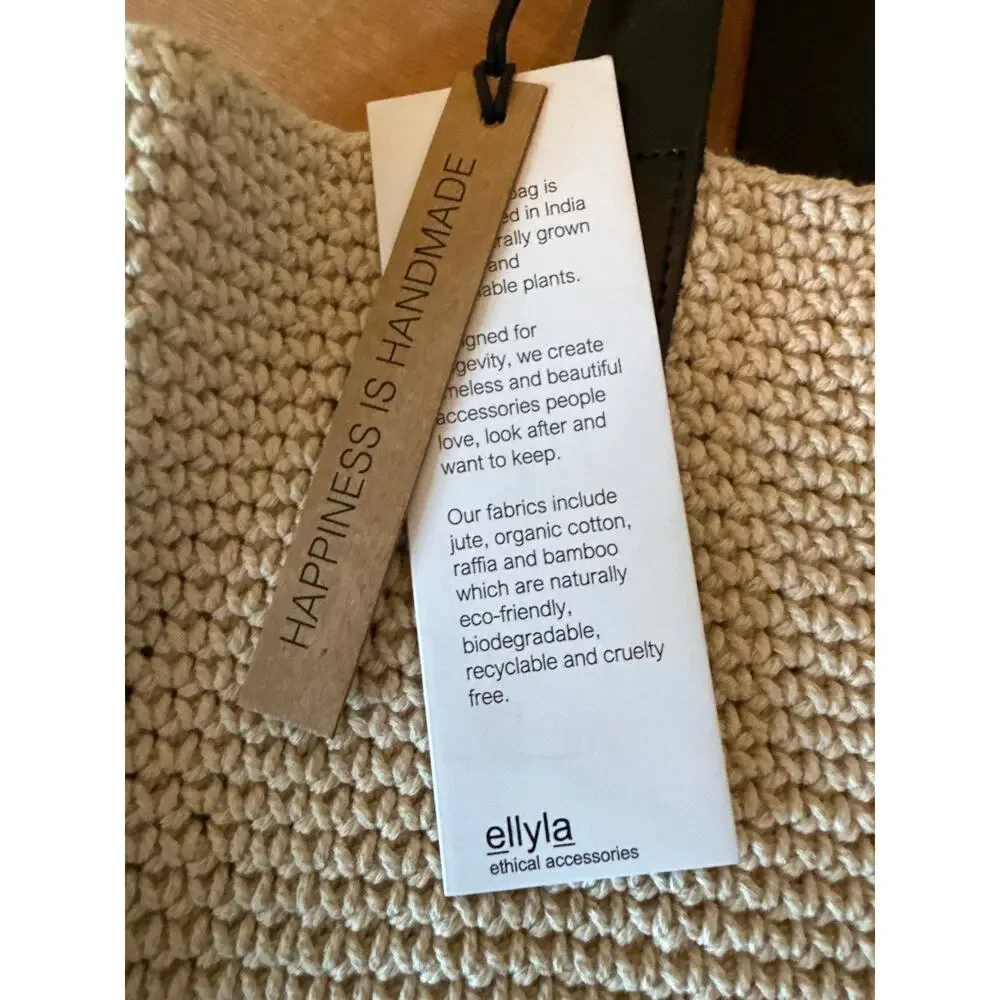 Allyla Lori Woven Shopping Bag organic cotton bamboo raffia hobo bag